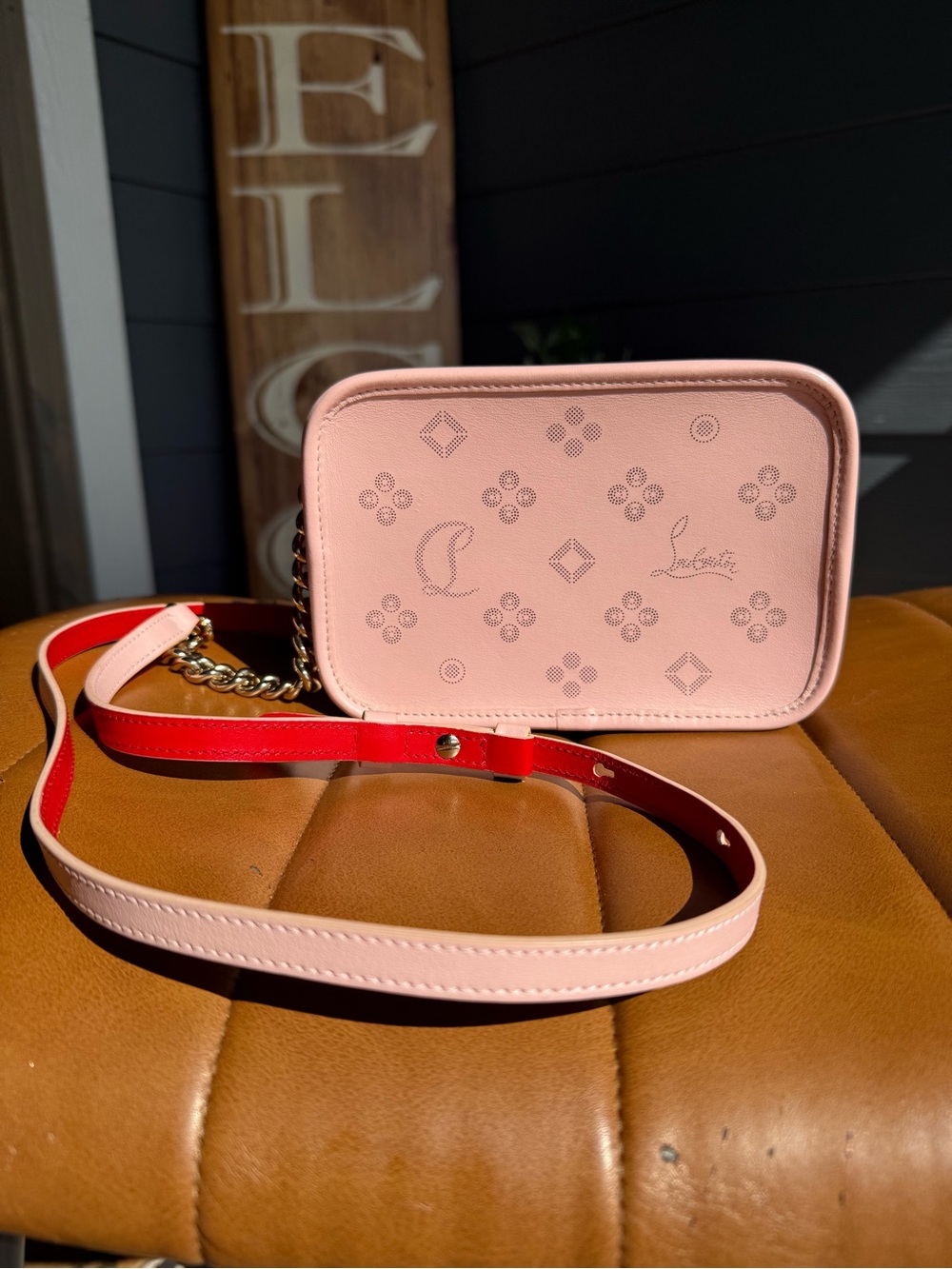 Christian Louboutin Pink Leather Camera Crossbody Bag